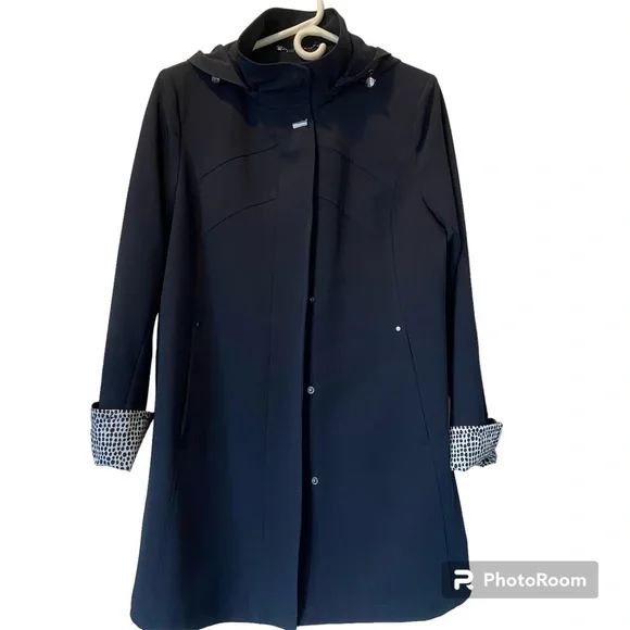 SPRING COAT, Melanie Lyne Novelti navy coat. - Picture 2 of 12